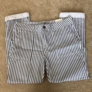 White/Navy Striped Pants